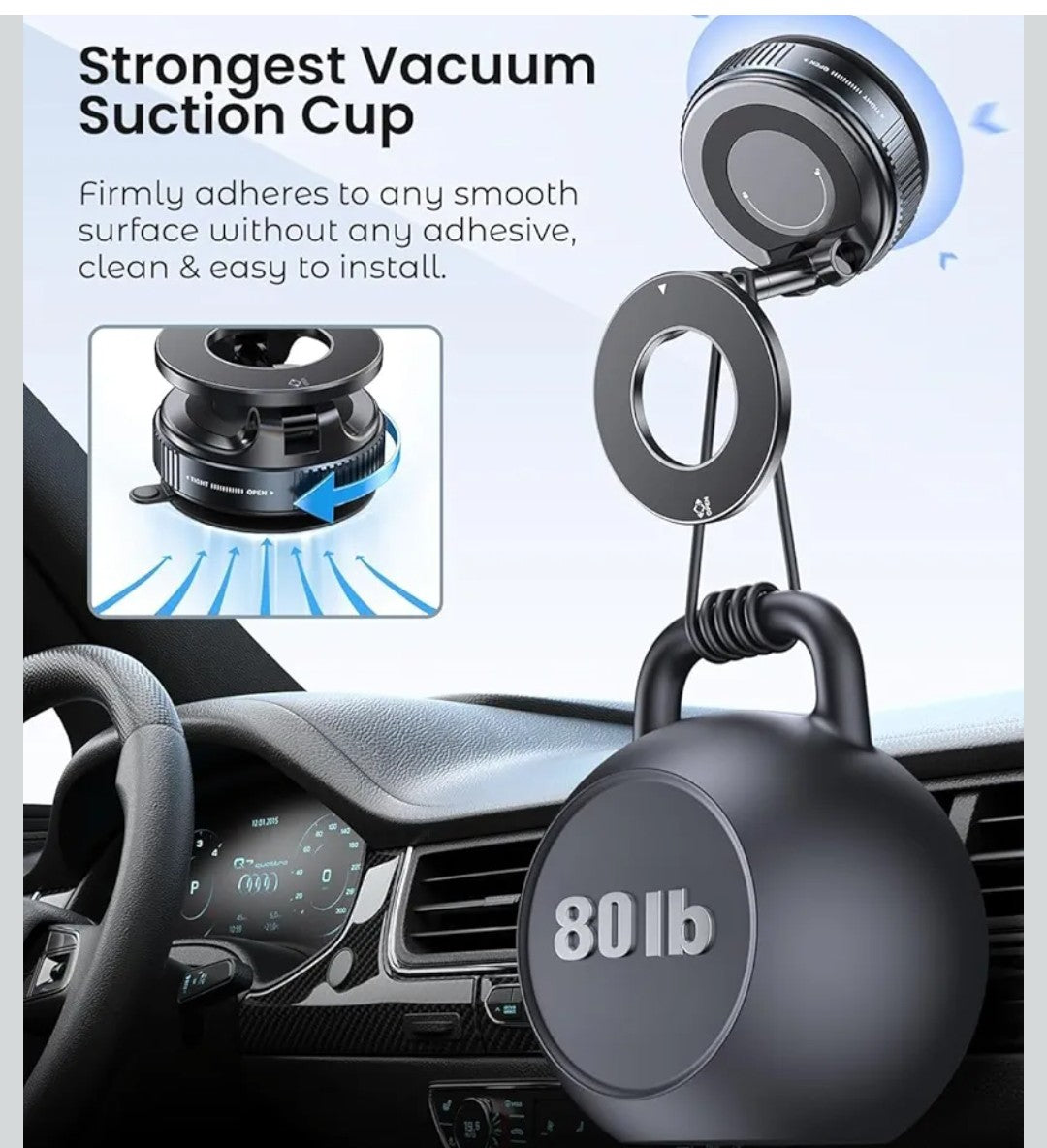 K007-360° Magnetic Vacuum Phone Holder